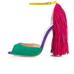 Multicolored Fringe Heels